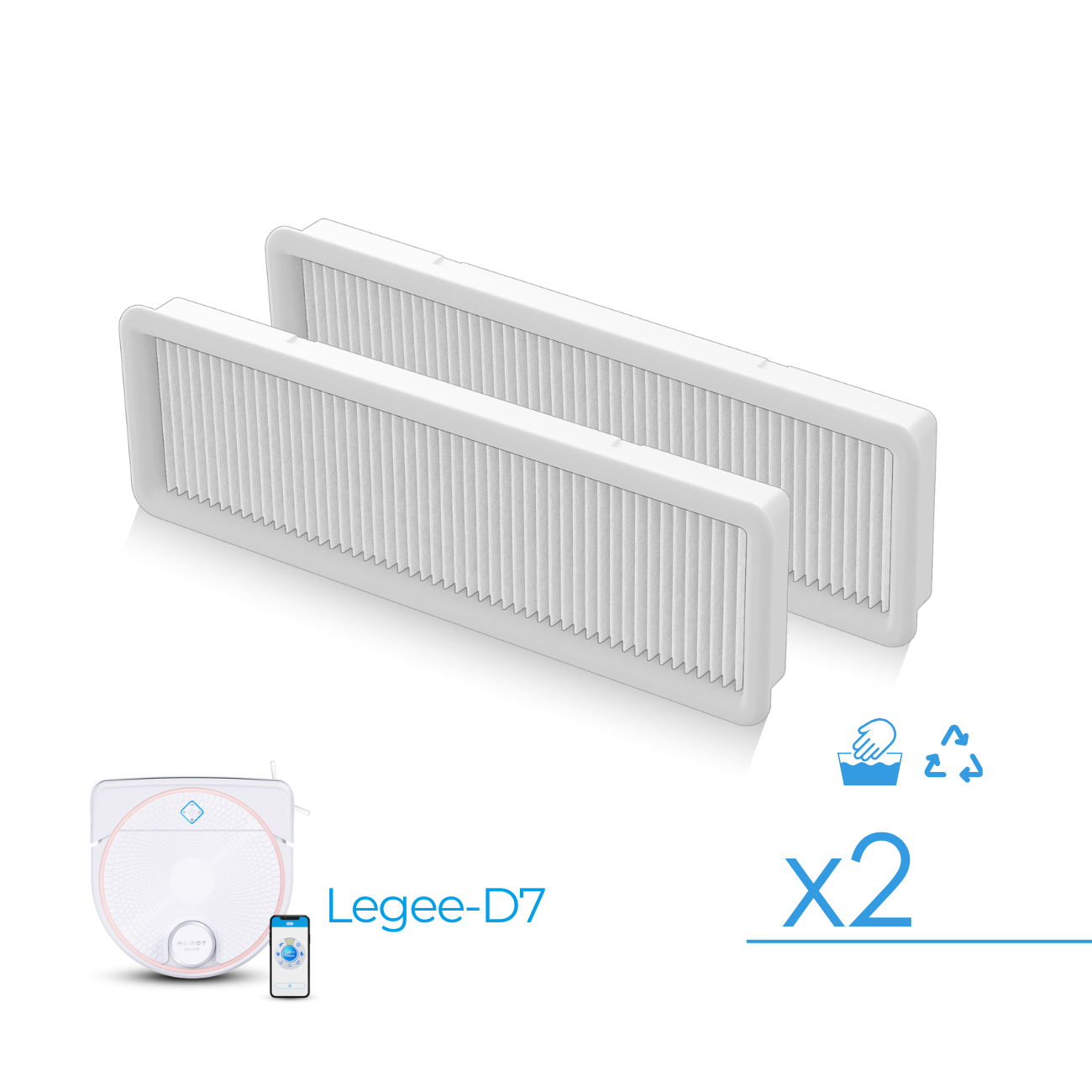 Pack filtros HEPA Hobot Legee-D7 (2 Unds)