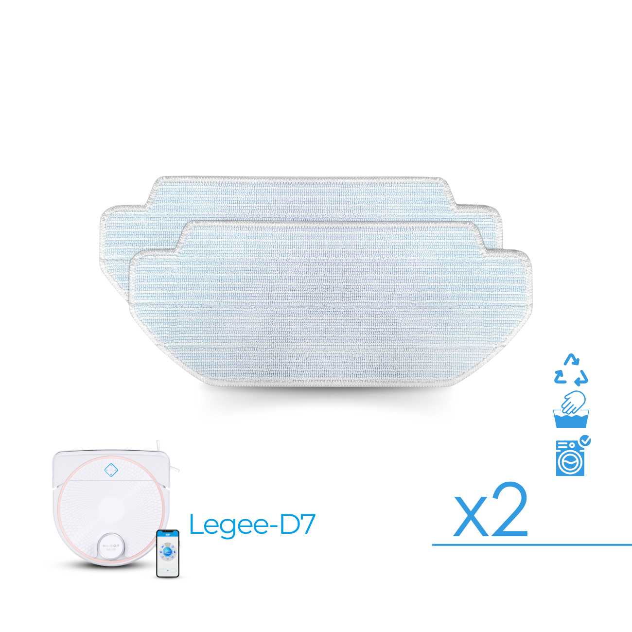 Pack de 2 mopas suaves de micrifibra HOBOT LEGEE-D7