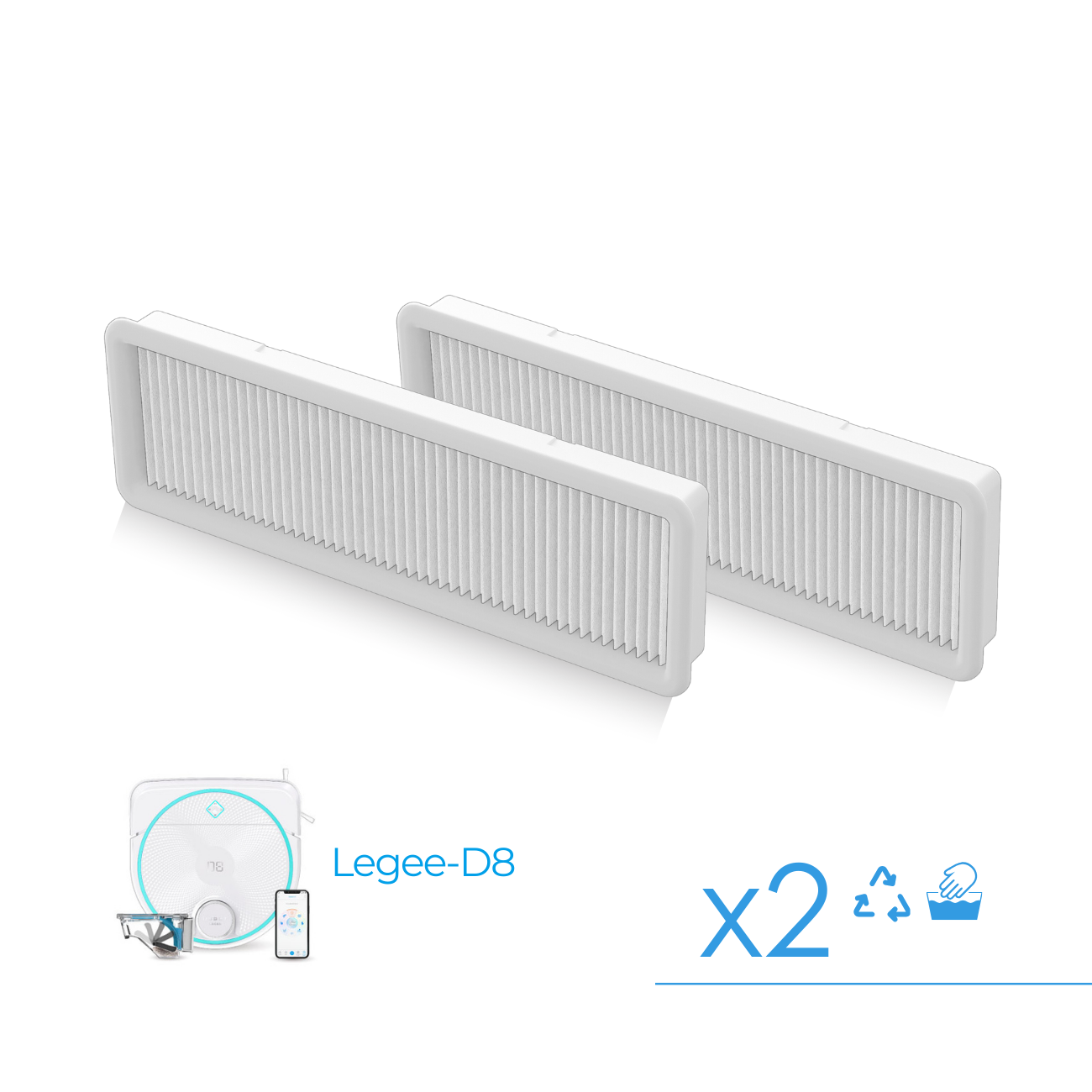 Pack de 2 filtros HEPA Hobot Legee-D8 ECO Compactor y Pro