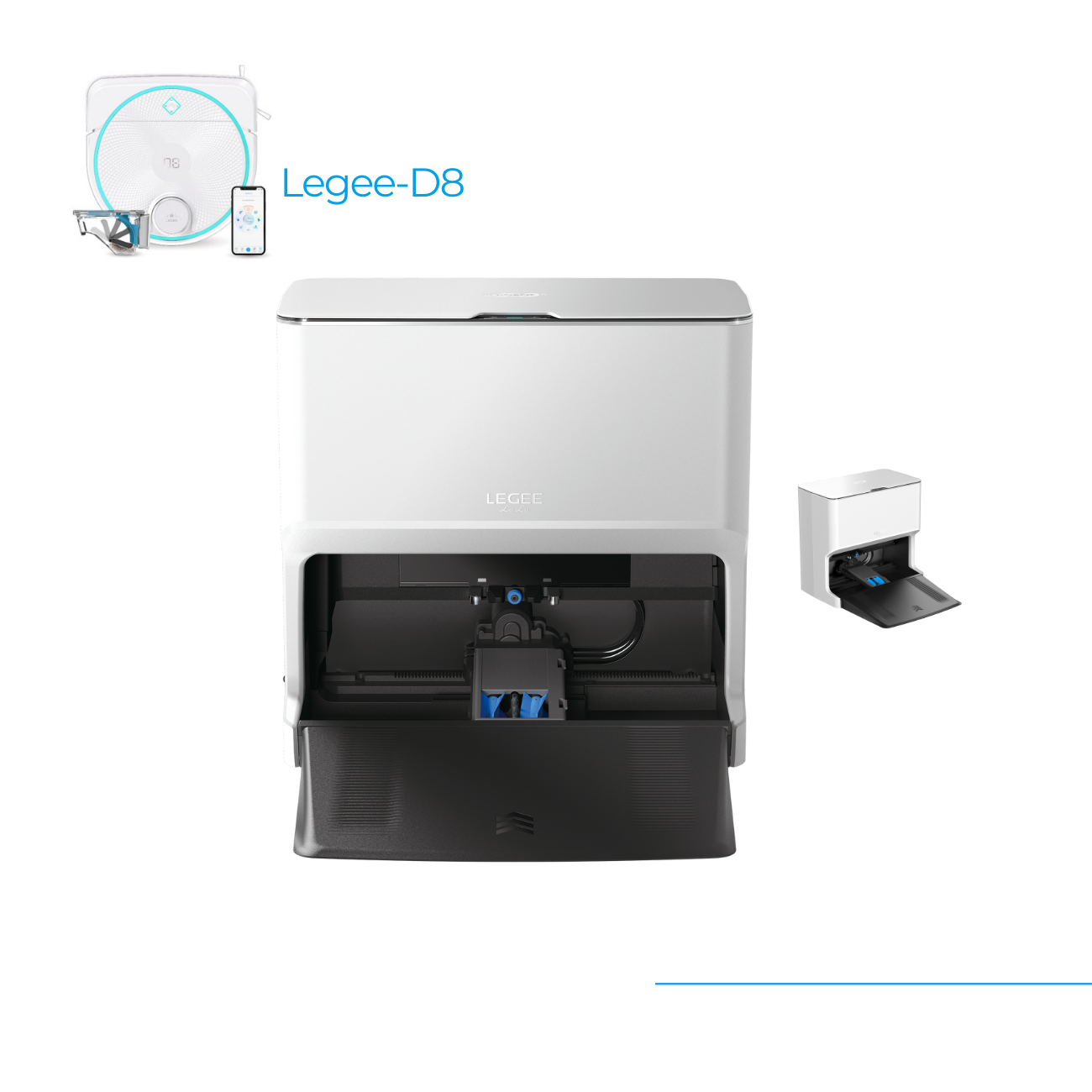 Base externa de carga Lulu, limpieza de la mopa y reposición de agua limpia