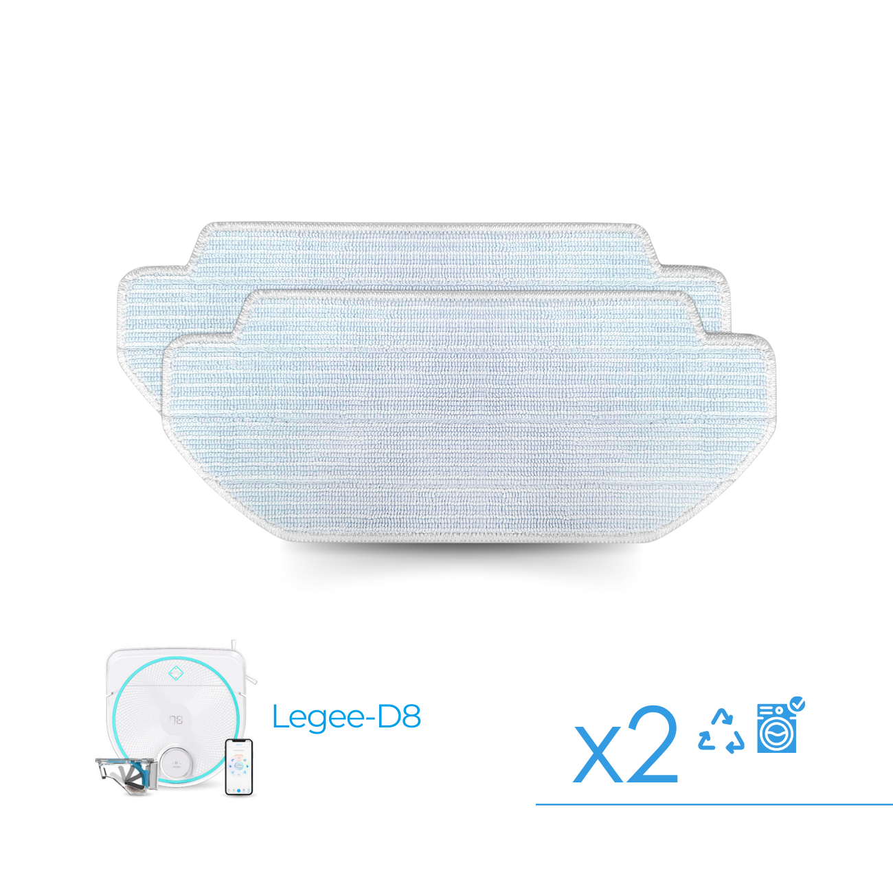 Pack de 2 mopas suaves de micrifibra Hobot Legee-D8 ECO Compactor y Pro